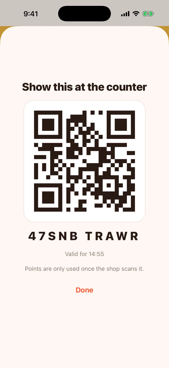 A reward code ready to scan